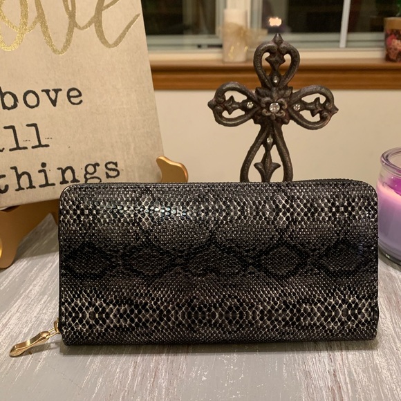 Black gray white snake print zipper wallet - Picture 8 of 8